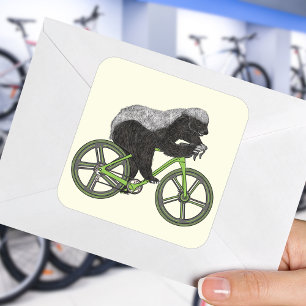 Honey Badger Cykling Rolig Badass Djur Cyklist Fyrkantigt Klistermärke