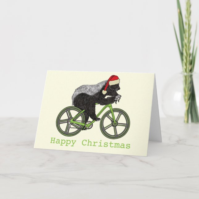 Honey Badger Cykling Rolig Badass Festlig Cyklist Kort (Framsida)