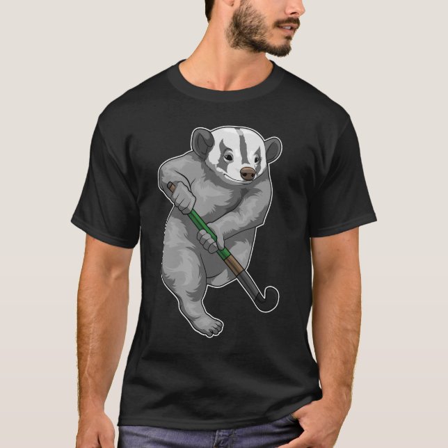 Honey badger Fält hockey Hockey stick T Shirt (Framsida)