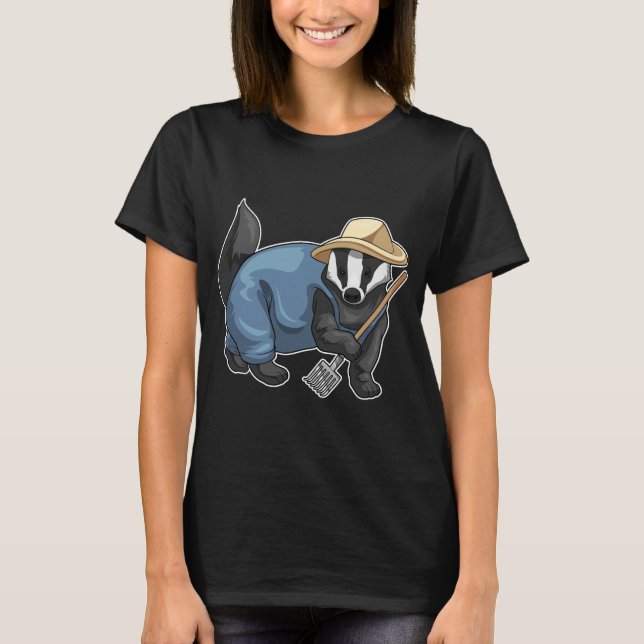 Honey badger Farmer Rake T Shirt (Framsida)