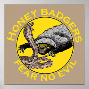 Honey badger fruktar ingen ond Gult Scary Animal A Poster