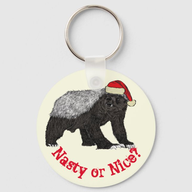 Honey badger Funny Badass Festive Santa Quote Nyckelring (Framsida)
