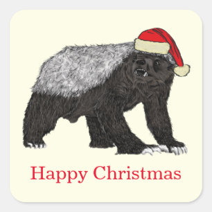 Honey badger Funny Festive Badass jul Slogan Fyrkantigt Klistermärke