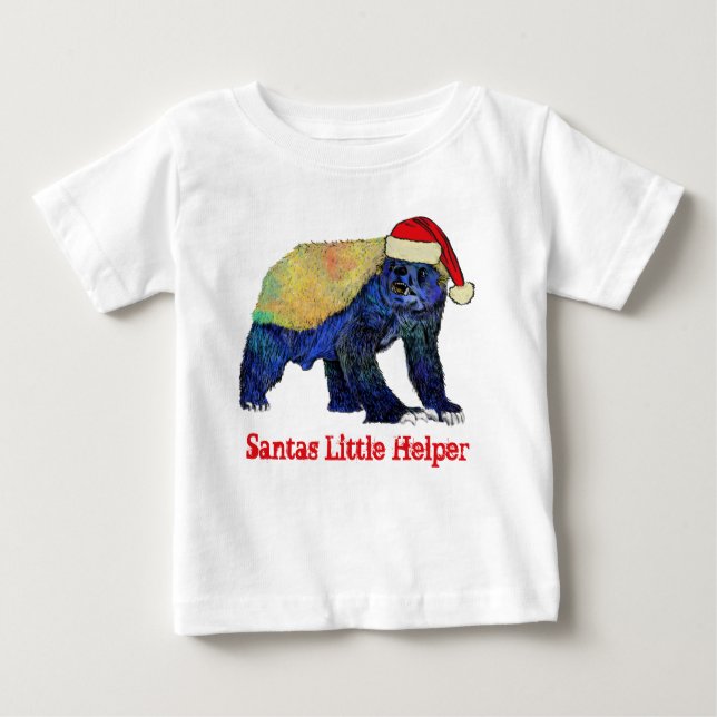 Honey badger Funny Funky Festive Irony Santa Quote T Shirt (Framsida)
