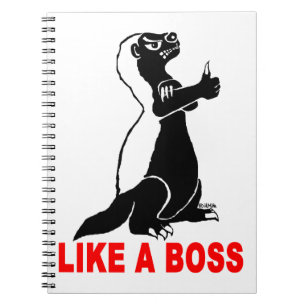 Honey badger gillar en chef anteckningsbok med spiral
