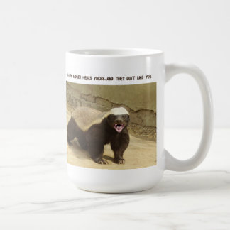 Honey badger hör uttrycker muggen kaffemugg