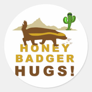 Honey badger Hugs Runt Klistermärke