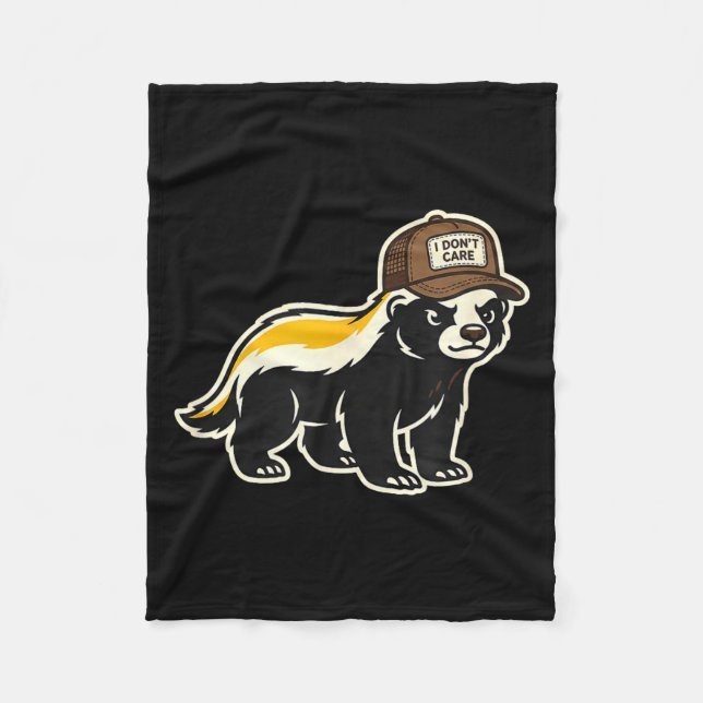 Honey Badger I Don't Care Trucker Funny Animal Art Fleecefilt (Framsidan)