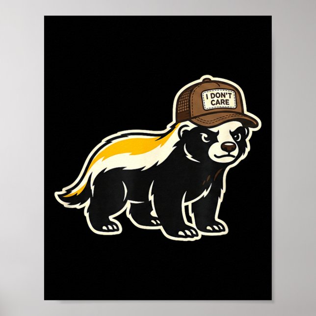 Honey Badger I Don't Care Trucker Funny Animal Art Poster (Framsidan)