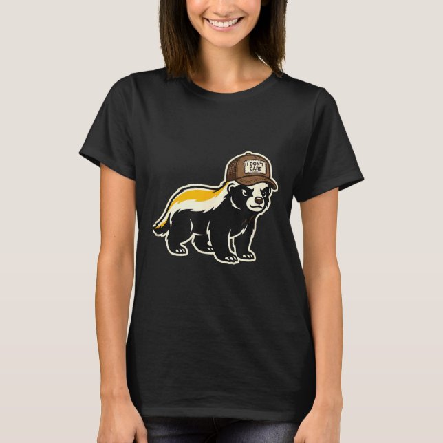Honey Badger I Don't Care Trucker Funny Animal Art T Shirt (Framsida)