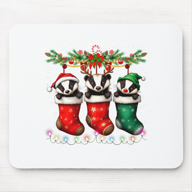 Honey Badger In Christmas Socks Lights Honey Badge Musmatta (Framsidan)