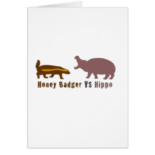 Honey badger jämfört med Hippo Hälsningskort