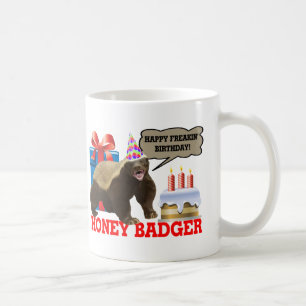 Honey badger Lycklig Freakin, födelsedagskaffe Mu Kaffemugg