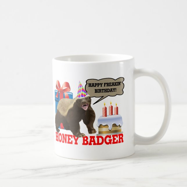 Honey badger Lycklig Freakin, födelsedagskaffe Mug Kaffemugg (Höger)