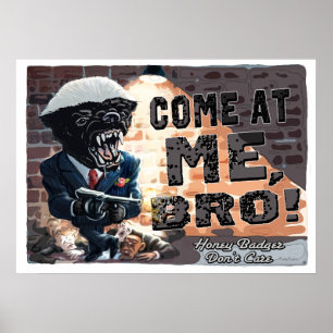 Honey badger med Maskin Gun Poster