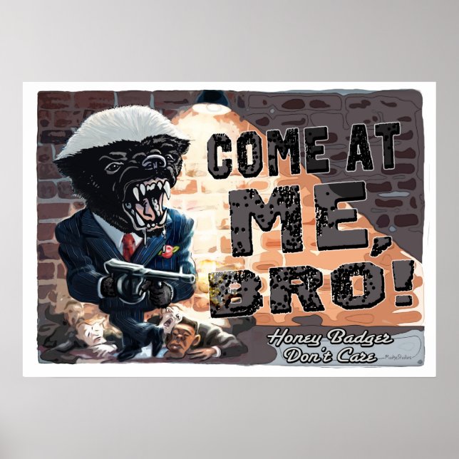 Honey badger med Maskin Gun Poster (Framsidan)