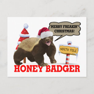 Honey badger Merry Freakins jul Helg Vykort