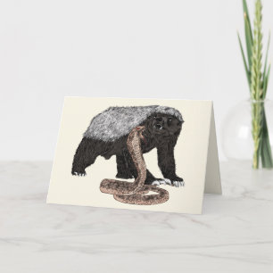 Honey badger mot Orake Illustration Badass Birthda Kort