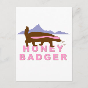honey badger rosa vykort