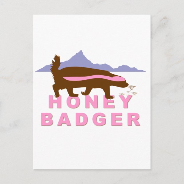 honey badger rosa vykort (Framsida)