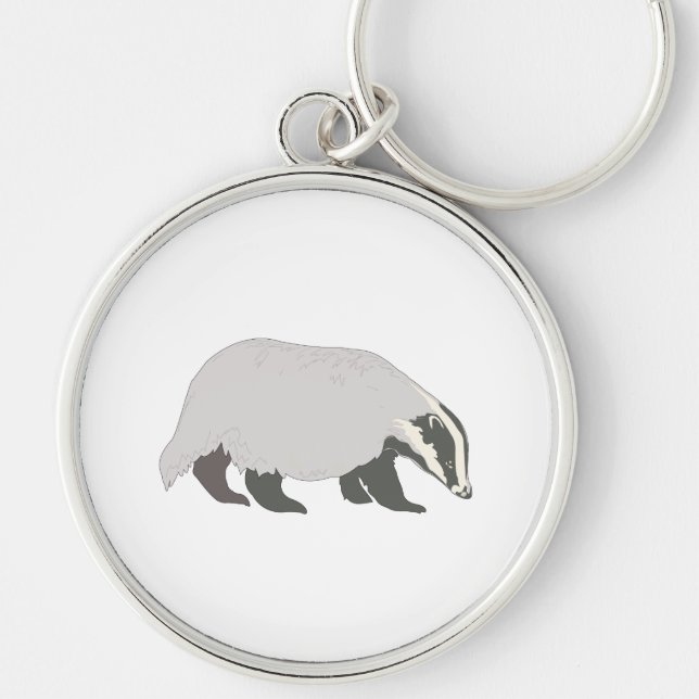 honey badger rund silverfärgad nyckelring (Framsidan)