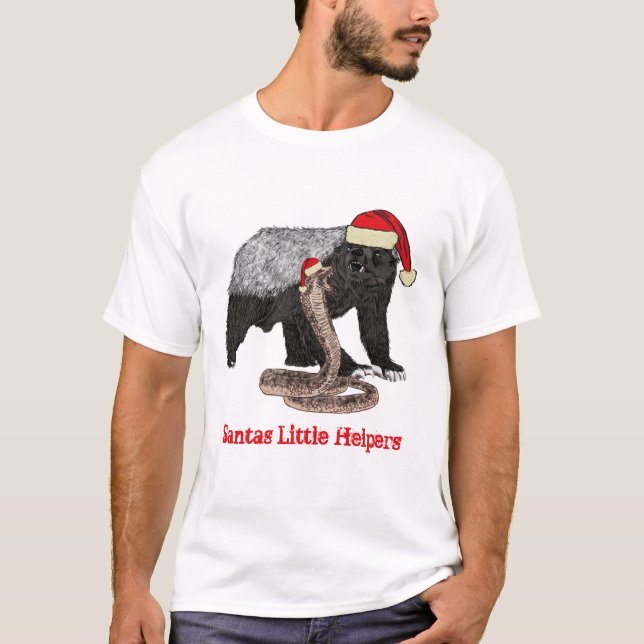 Honey badger Snake Funny Festive Irony Santa Quote T Shirt (Framsida)