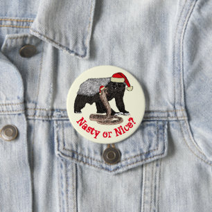 honey badger Snake Funny Festive Santa Quote Knapp