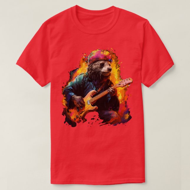 Honey badger Spelar Guitar T Shirt (Design framsida)