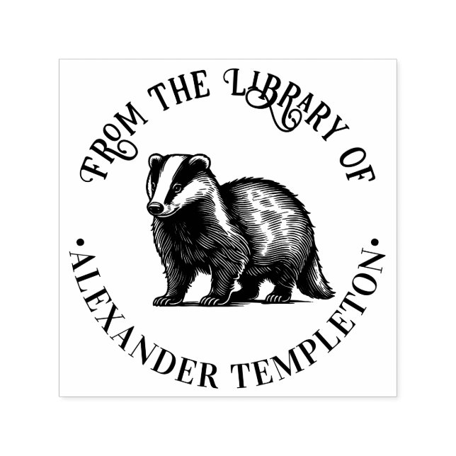 Honey badger Teckning "Från Bibliotek av" #1P Självfärgande Stämpel (Design)