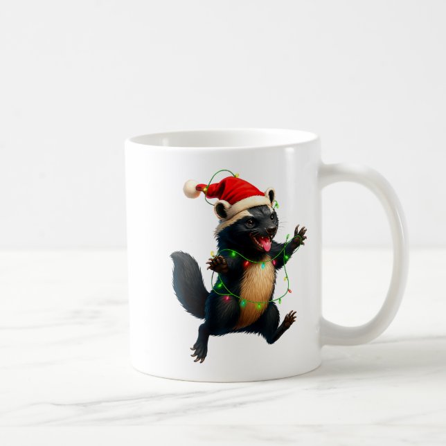 Honey Badger Tree Xmas Lights Santa Honey Badger C Kaffemugg (Höger)