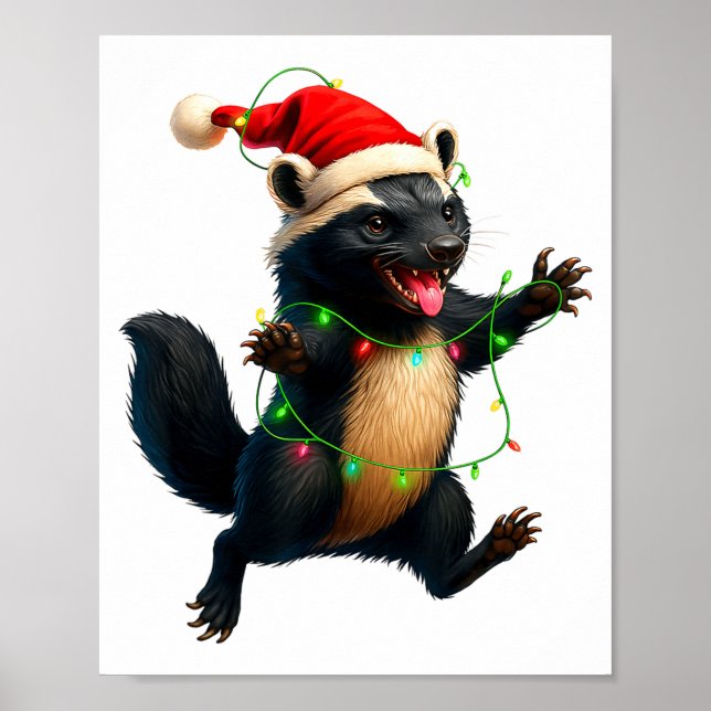 Honey Badger Tree Xmas Lights Santa Honey Badger C Poster (Framsidan)