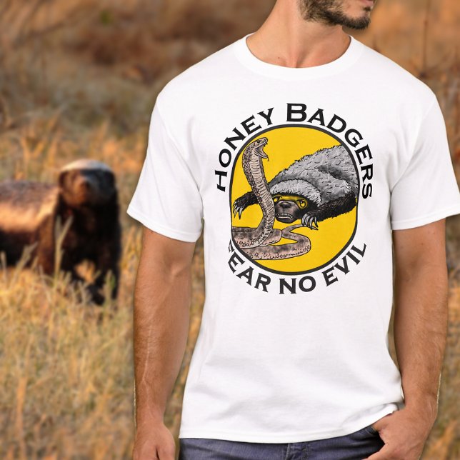 Honey badger verses snake lustiga citat t shirt (Honey badgers fear no evil quote Tshirt )