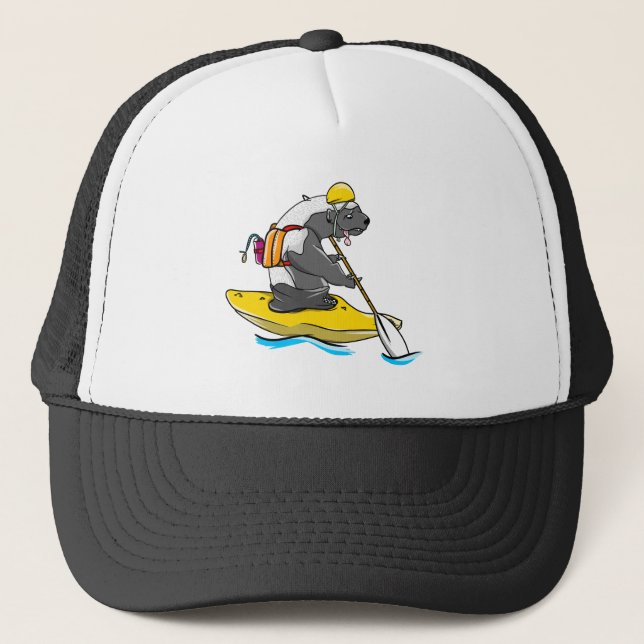 Honey badger, vit vatten kayaking keps (Framsida)