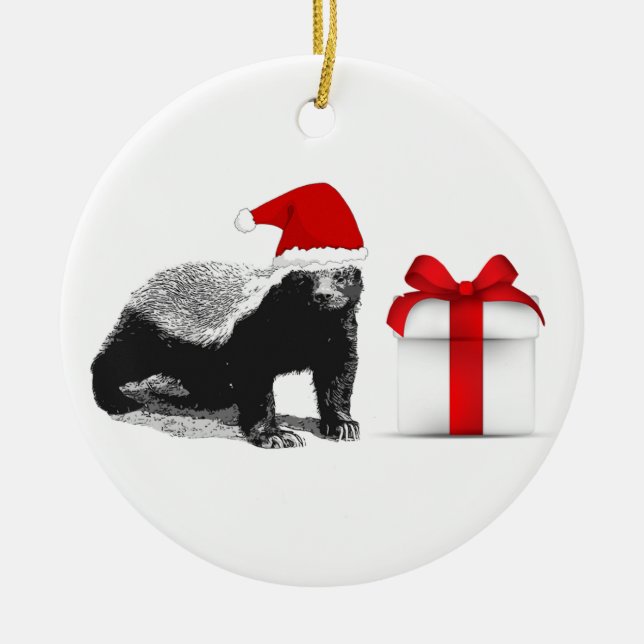 Honey badgergod jul julgransprydnad keramik (Framsidan)