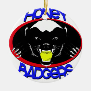 Honey badgersoftball julgransprydnad keramik