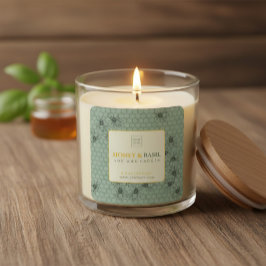 Honey & Basil Personalized Soy Wax Candle Label Fyrkantigt Klistermärke