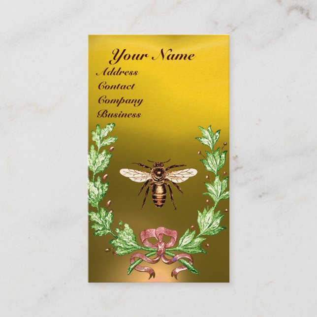 HONEY BE BEEKEEPPING WREATH RED VAX SEAL MONOGRAM VISITKORT (Framsida)