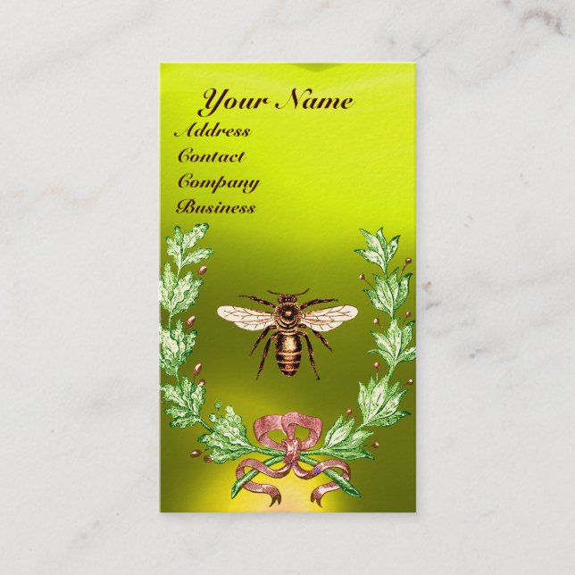 HONEY BE BEEKEEPPING WREATH RED VAX SEAL MONOGRAM VISITKORT (Framsida)