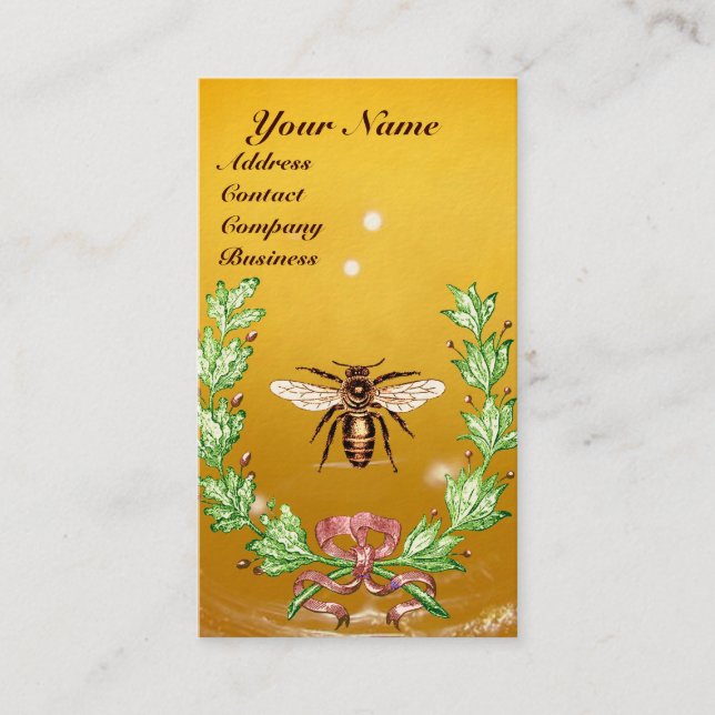 HONEY BE BEEKEEPPING WREATH RED VAX SEAL MONOGRAM VISITKORT (Framsida)