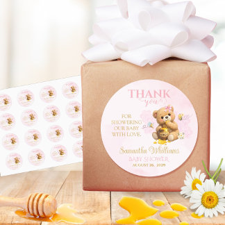 Honey Bear Baby Shower - A Little Honey Baby Showe Runt Klistermärke
