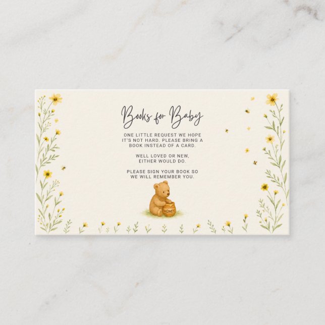 Honey Bear Blommig Baby av böcker  Placeringskort (Framsida)
