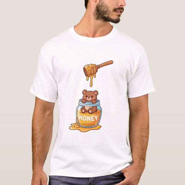 Honey Bear Jar Cute Art T Shirt (Framsida)