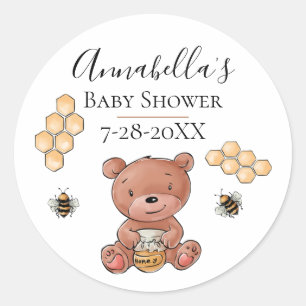 Honey Bear och bin Runt Klistermärke