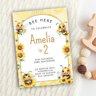 Honey Bee 2-årsdag Inbjudningar