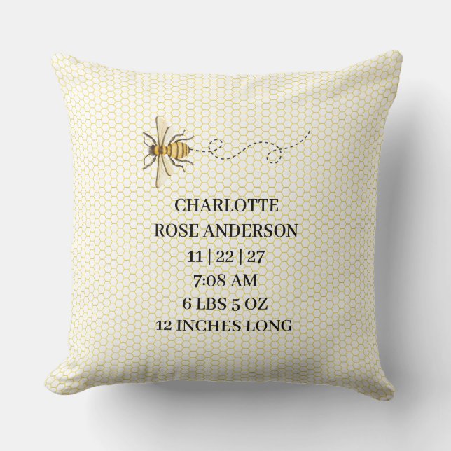 Honey Bee Baby Birth Stats  Kudde (Framsida)