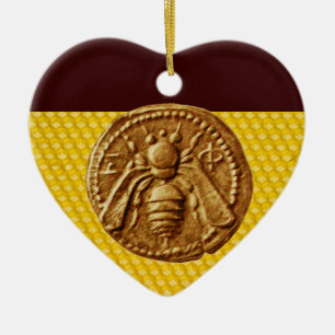 HONEY BEE, BEEKEPER Heart Julgransprydnad Keramik