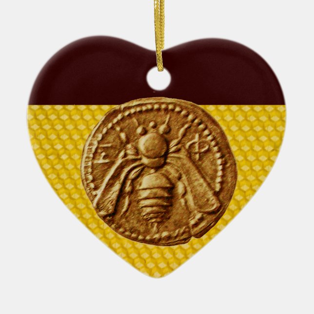 HONEY BEE, BEEKEPER Heart Julgransprydnad Keramik (Framsidan)