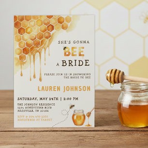 Honey Bee Bikak Vattenfärg Bröllopsdusch Inbjudningar