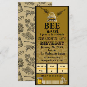 Honey Bee Bikupa Födelsedagsfest Biljett Inbjudningar