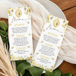 Honey Bee Botanical Floral Shower Menu Meny